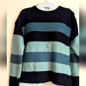 Blue striped cropped sweater for women/teen girls